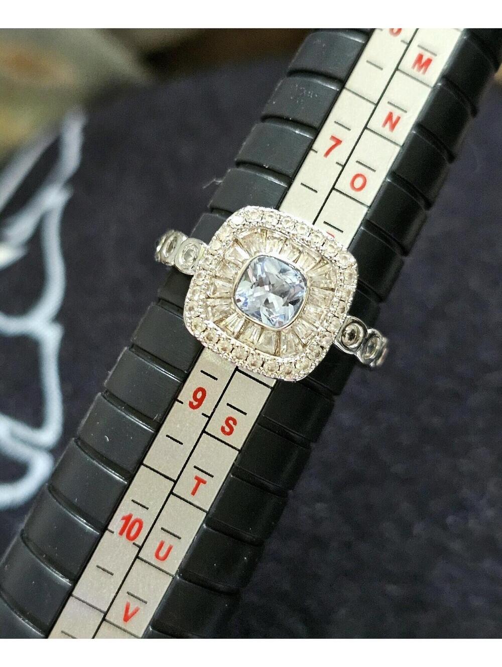 BP OG Retro Ring Size 8 The Grand Prize Aquamarine On Rhodium